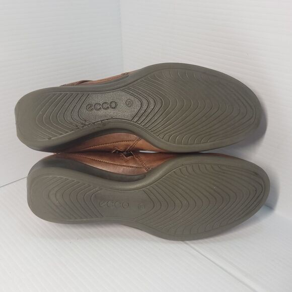 Ecco Felicia Cross Side Buckle Leather Wedge Brown Ankle Booties Size 39/ 8-8.5 - Picture 12 of 14